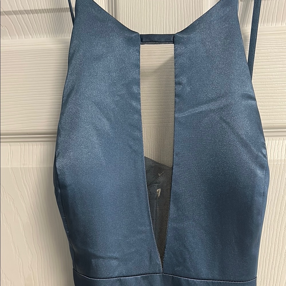 Galina Signature Elegant Backless Steel Blue Dress from David’s Bridal - Picture 4 of 17